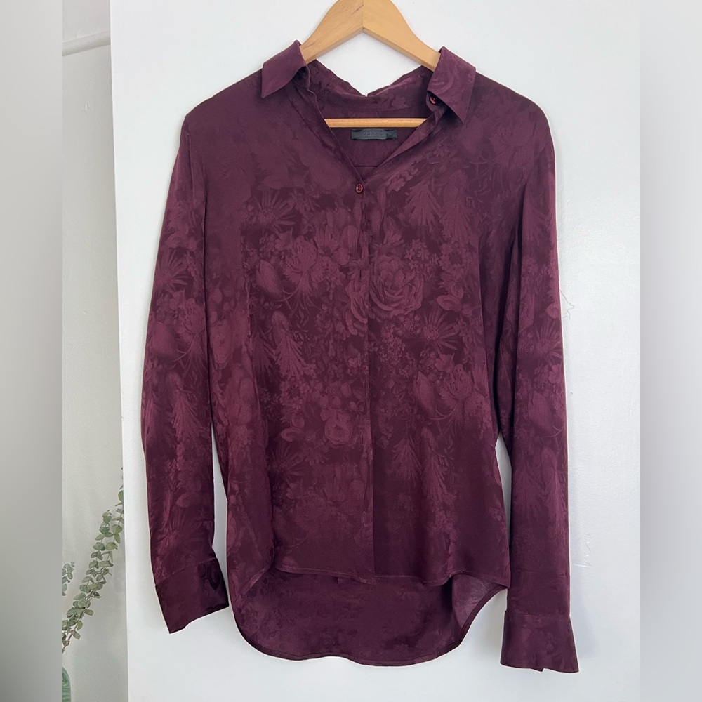 The Row Floral Silk Button Down Blouse